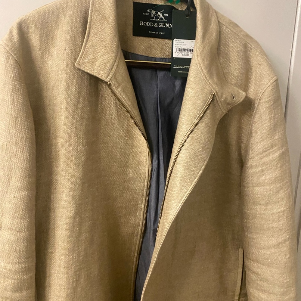 Rodd & Gunn Beige Linen-Blend Zip Jacket